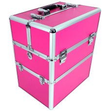 Kuferek kosmetyczny duży 3 poziomy różowy