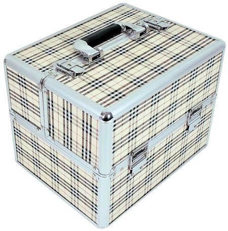 Kuferek kosmetyczny 2 poziomy kratka