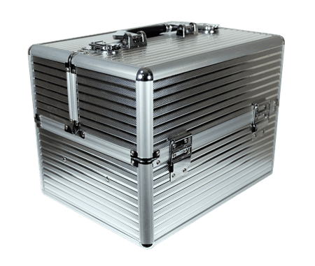 Kuferek kosmetyczny 2 poziomy srebrny