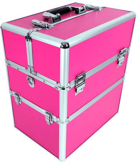 Kuferek kosmetyczny duży 3 poziomy różowy