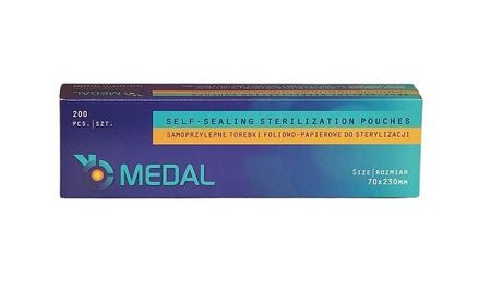Torebki do sterylizacji 70mm x 230mm 200szt MEDAL